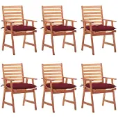 vidaXL Tuinstoelen 6 st met kussens massief acaciahout