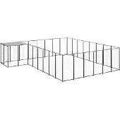 vidaXL Hondenkennel 15,73 m² staal zwart