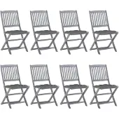vidaXL Tuinstoelen 8 st inklapbaar met kussens massief acaciahout