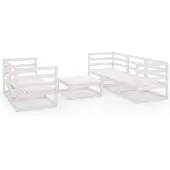 vidaXL 6-delige Loungeset massief grenenhout wit