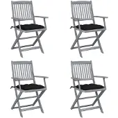 vidaXL Tuinstoelen 4 st inklapbaar met kussens massief acaciahout