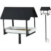 Esschert Design Voedertafel op pin Antraciet/wit design