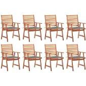vidaXL Tuinstoelen 8 st met kussens massief acaciahout