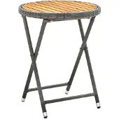 vidaXL Tafeltje 60 cm poly rattan en massief acaciahout grijs