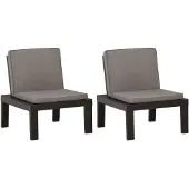 vidaXL Loungestoelen 2 st met kussens kunststof grijs