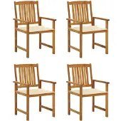 vidaXL Tuinstoelen 4 st met kussens massief acaciahout