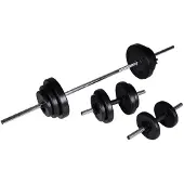 vidaXL Barbell +2 Dumbbell Set Veelkleurig
