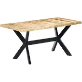 vidaXL Eettafel 160x80x75 cm massief ruw mangohout