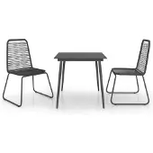 vidaXL 3-delige Tuinset PVC-rattan zwart