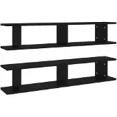 vidaXL Wandschappen 2 st 105x18x20 cm bewerkt hout zwart