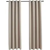 vidaXL Gordijn verduisterend met metalen ringen 2 st 140x245 cm beige