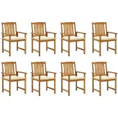 vidaXL Tuinstoelen 8 st met kussens massief acaciahout