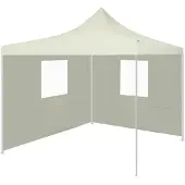 vidaXL Partijtent met 2 wanden, 291x291x315 cm, crèmekleurig