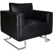 vidaXL Fauteuil met verchroomde poten kubus kunstleer zwart