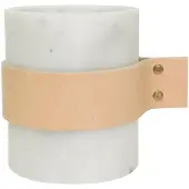 Tak Design vaas 8 x 22 cm marmer/leer wit/lichtbruin
