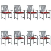vidaXL Tuinstoelen 8 st met kussens massief acaciahout grijs