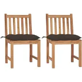 vidaXL Tuinstoelen 2 st met kussens massief teakhout