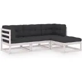 vidaXL 4-delige loungeset voor de tuin met kussens, gemaakt van massief grenenhout