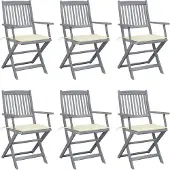 vidaXL Tuinstoelen 6 st inklapbaar met kussens massief acaciahout