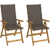 vidaXL Tuinstoelen 2 st verstelbaar met kussens massief acaciahout