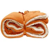 Unique living | lars coral fleece/suede plaid 150x200cm sandstone