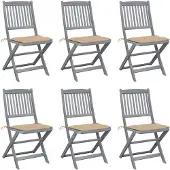 vidaXL Tuinstoelen 6 st inklapbaar met kussens massief acaciahout