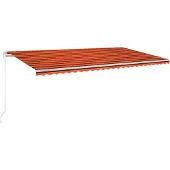 vidaXL Luifel handmatig uittrekbaar met LED 600x300 cm oranje en bruin