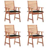 vidaXL Tuinstoelen 4 st met kussens massief acaciahout