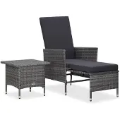 vidaXL 2-delige Loungeset met kussens poly rattan grijs