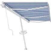 vidaXL Elektrische Zonneluifel 6 x 3 m Blauwe en Witte Streep
