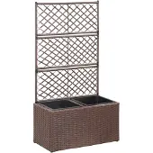vidaXL Latwerkplantenbak verhoogd met potten 58x30x107 cm rattan bruin