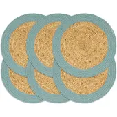 vidaXL Placemats 6 st 38 cm jute en katoen natuurlijk en groen