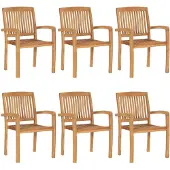 vidaXL Tuinstoelen 6 st stapelbaar massief teakhout