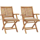 vidaXL Tuinstoelen 2 st met beige kussens massief teakhout