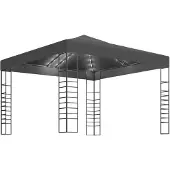 vidaXL Tuinpaviljoen met LED-lichtslinger 3x3 m antracietkleurig