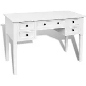 vidaXL Schrijftafel met 5 lades wit