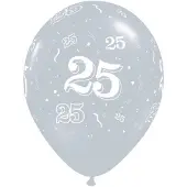Folat Ballonnen 25 Jaar 28 Cm Latex Zilver 25 Stuks