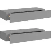vidaXL viaXL Wandschappen 2 st met lade 60x23,5x10 cm MDF grijs