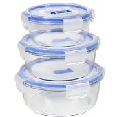 Luminarc Pure box active verhoudbak - glas - rond - Set-3