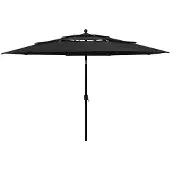 vidaXL Parasol 3-laags met aluminium paal 3,5 m zwart