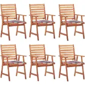 vidaXL Tuinstoelen 6 st met kussens massief acaciahout