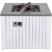 Garden Impressions Cozy Living sfeerhaard Faro mat wit aluminium 80x80 cm