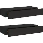 vidaXL Wandschappen 2 st met lade 60x23,5x10 cm MDF zwart