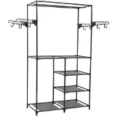 vidaXL Kledingrek 87x44x158 cm staal en ongeweven stof zwart