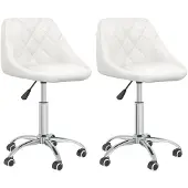 vidaXL Eetkamerstoelen draaibaar 2 st kunstleer wit