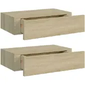 vidaXL Wandschappen 2 st met lade 40x23,5x10 cm MDF eikenkleurig