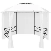 vidaXL Tuincentrale met gordijnen, 360x312x265 cm, wit, 180 g/m²