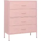 vidaXL Ladekast 80x35x101,5 cm staal roze