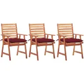 vidaXL Tuinstoelen 3 st met kussens massief acaciahout