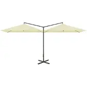 vidaXL Parasol dubbel met stalen paal 600x300 cm zandkleurig